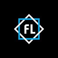 design de logotipo de carta fl em fundo preto. fl conceito de logotipo de carta de círculo criativo. design de letra fl. vetor