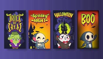 ilustração vetorial de banner de halloween, banner de halloween de monstro fofo vetor