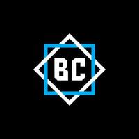 design de logotipo de carta bc em fundo preto. bc conceito de logotipo de carta de círculo criativo. design de letra bc. vetor