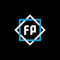 design de logotipo de carta fp em fundo preto. conceito de logotipo de carta de círculo criativo fp. design de letra fp. vetor