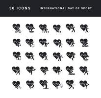 vetor ícones simples do dia internacional do esporte