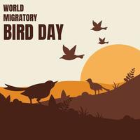ilustração vetorial gráfico de um grupo de pássaros voando sobre a floresta, perfeito para o dia mundial das aves migratórias, comemorar, cartão de felicitações, etc. vetor