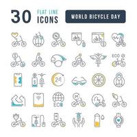 ícones de linha vetorial do dia mundial da bicicleta vetor