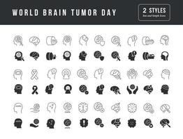 vetor ícones simples do dia mundial do tumor cerebral