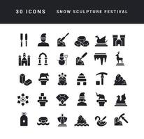 vetor ícones simples do festival de escultura de neve