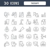 conjunto de ícones lineares de terapia vetor