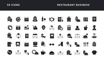 conjunto de ícones simples de negócios de restaurante vetor