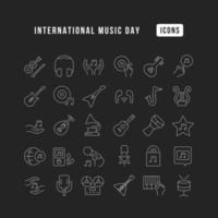 ícones de linha vetorial do dia internacional da música vetor