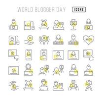 ícones de linha vetorial do dia mundial do blogueiro vetor