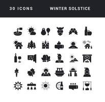 conjunto de ícones simples do solstício de inverno vetor