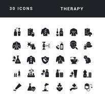 conjunto de ícones simples de terapia vetor