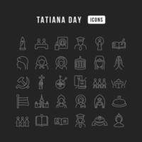 conjunto de ícones lineares do dia de tatiana vetor