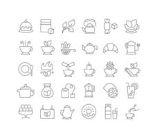 conjunto de ícones lineares de chá vetor
