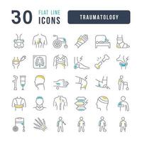 conjunto de ícones lineares de traumatologia vetor