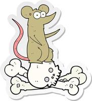 adesivo de um rato de desenho animado em ossos vetor