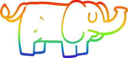 desenho de linha de gradiente de arco-íris desenho animado elefante engraçado vetor