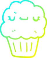 muffin de desenho animado de desenho de linha de gradiente frio vetor