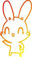 linha de gradiente quente desenhando coelho de desenho animado fofo vetor