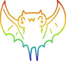 morcego de desenho de desenho de linha de gradiente de arco-íris vetor