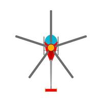vista superior do ícone plana de vetor de helicóptero. ilustração de motor de tráfego vermelho aéreo aviação