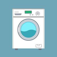 frente de ícone plana de lavanderia de vetor de máquina de lavar. utensílios domésticos roupas equipamentos limpos. lavanderia de água doméstica simples