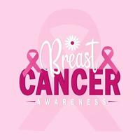 mês de conscientização do câncer de mama em outubro. fita rosa de cartaz de caligrafia vetorial, modelo. ilustração vetorial. vetor
