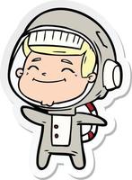 adesivo de um astronauta de desenho animado feliz vetor