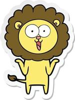 adesivo de um leão de desenho animado feliz vetor