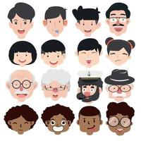 pessoas avatar retrato rostos engraçados dos desenhos animados vetor