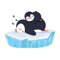 pinguins dormem no bloco de gelo vetor