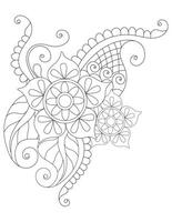desenho de flor mehndi para desenho de henna para colorir adulto vetor