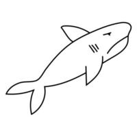 tubarão desenhado à mão. uma ilustração de doodle preto e branco vetor