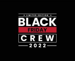 design de camiseta black friday crew 2022 vetor