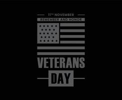 design de camiseta preta de vetor de tipografia do dia dos veteranos