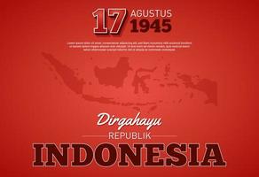 uma ilustração do arquipélago indonésio com a inscrição comemorando o dia da independência da indonésia em 17 de agosto de 1945 vetor