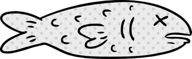 doodle de desenho animado de um peixe morto vetor