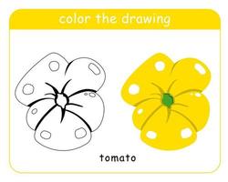 livro de colorir para crianças. tomates em cores e preto e branco. vetor