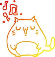 desenho de linha de gradiente quente desenho de gato cantando vetor