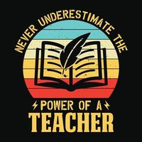 nunca subestime o poder de um professor - o professor cita camiseta, tipografia, gráfico vetorial ou design de pôster. vetor
