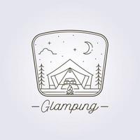 roupa de acampamento design de ilustração vetorial de logotipo de tenda de glamping vetor