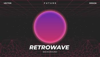 paisagem de montanha de fundo retrô estilo dos anos 80. synthwave, retrowave, cyber neon. vetor