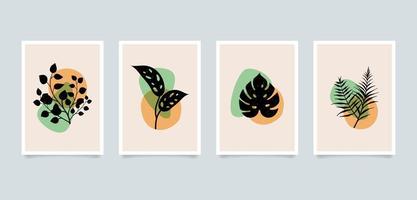 ilustrações de plantas abstratas minimalistas estéticas modernas. coleção de cartazes de arte de decoração de parede de composição contemporânea. vetor