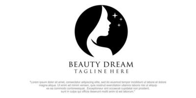 modelo de design de logotipo de rosto de mulher de beleza vetor