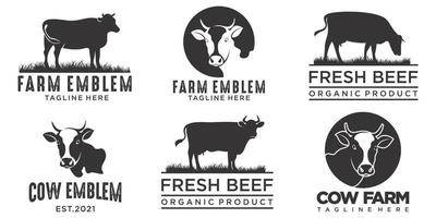 conjunto de ícones de fazendas de vacas modelo de vetor de ilustração de logotipo