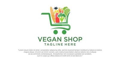 vetor premium de design de logotipo de vegetais e frutas frescas