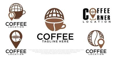 vetor de design de logotipo de conjunto de ícones de mapa de café