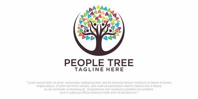 modelo de design de logotipo de conjunto de ícones de conceito de árvore de pessoas vetor