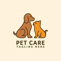 design de logotipo de cuidados com cães e gatos vetor