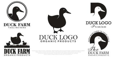 modelo de design de ilustração vetorial de logotipo de conjunto de ícones de pato vetor