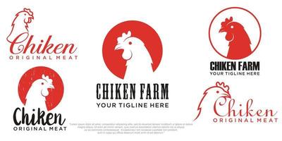 conjunto de vetor de design de logotipo de frango